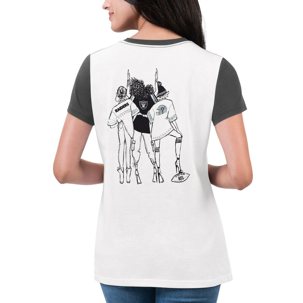 G-III 4Her by Carl Banks Women's Fashion Illustration T-Shirt - Las Vegas Raiders