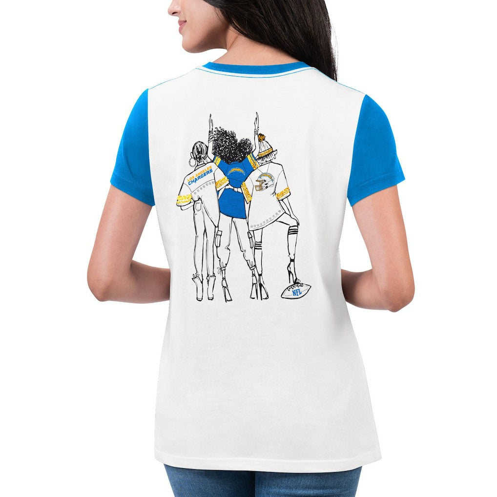 G-III 4Her by Carl Banks Women's Fashion Illustration T-Shirt - Los Angeles Chargers