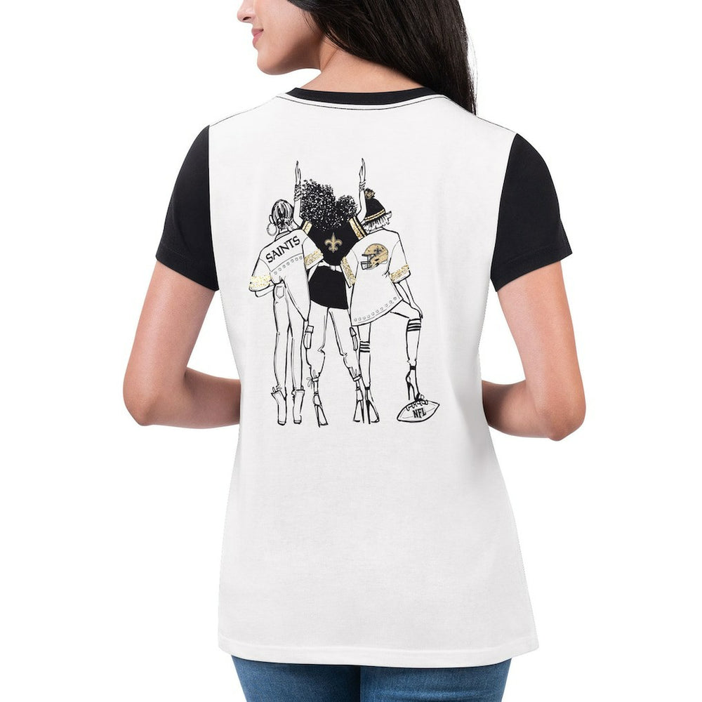 G-III 4Her by Carl Banks Women's Fashion Illustration T-Shirt - New Orleans Saints