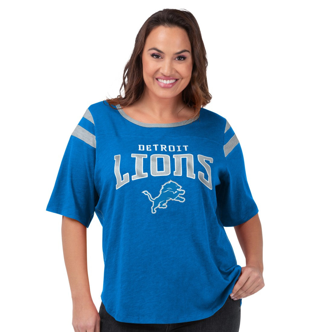 G-III 4Her by Carl Banks Women's Plus Size Linebacker T-Shirt - Detroit Lions