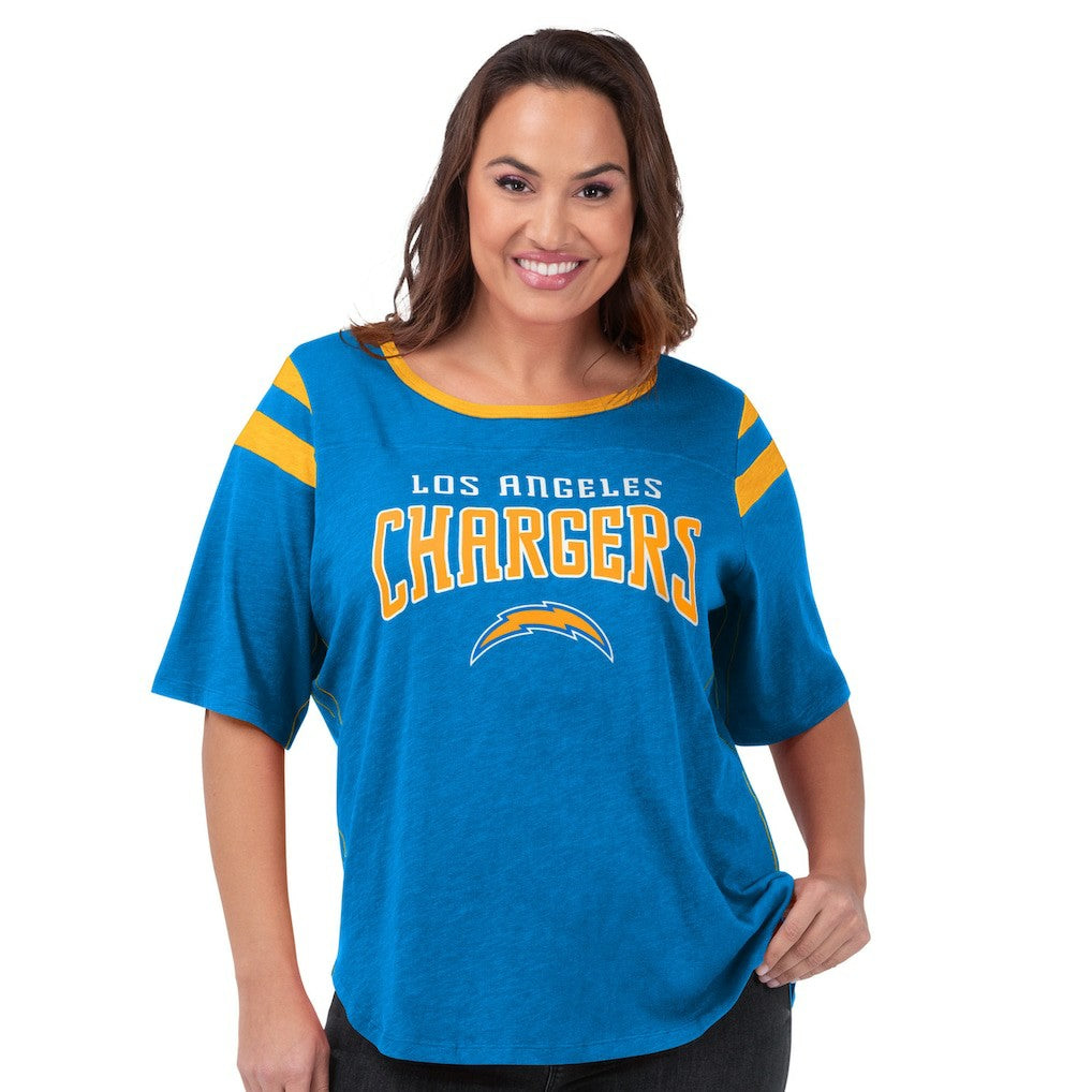 G-III 4Her by Carl Banks Women's Plus Size Linebacker T-Shirt - Los Angeles Chargers