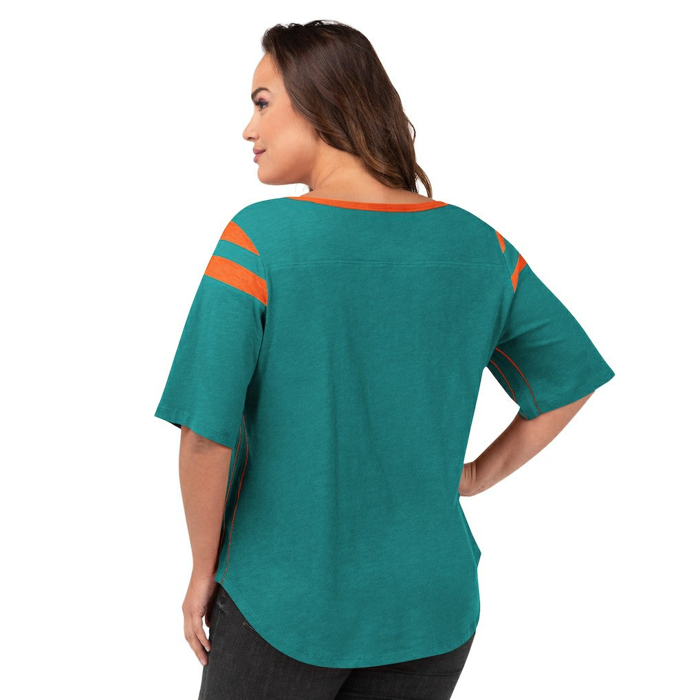 G-III 4Her by Carl Banks Women's Plus Size Linebacker T-Shirt - Miami Dolphins