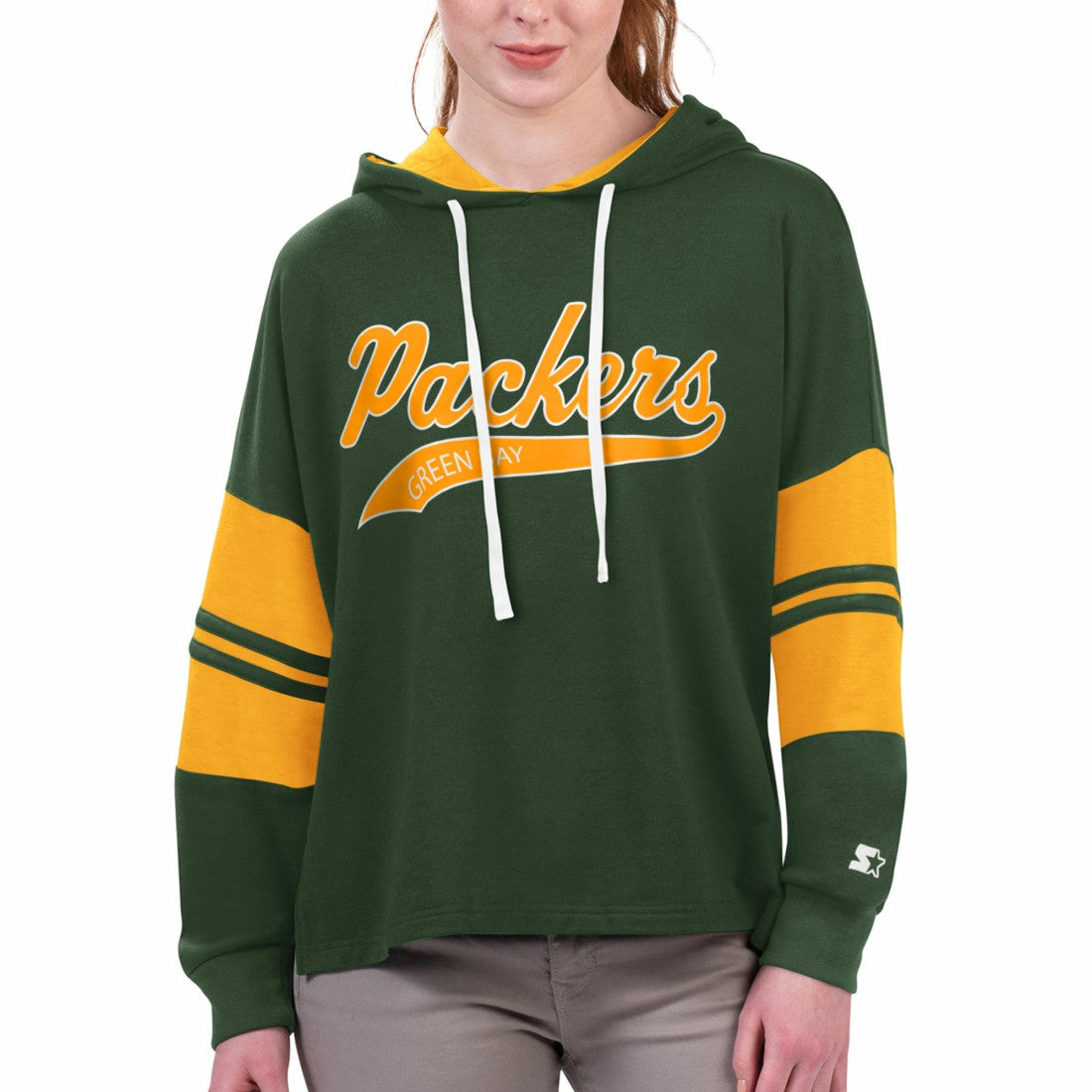 Starter Women's Bump And Run Long Sleeve Hoodie T-Shirt - Green Bay Packers