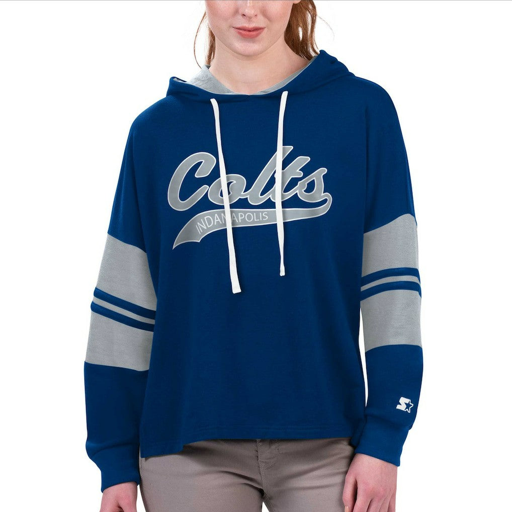 Starter Women's Bump And Run Long Sleeve Hoodie T-Shirt - Indianapolis Colts