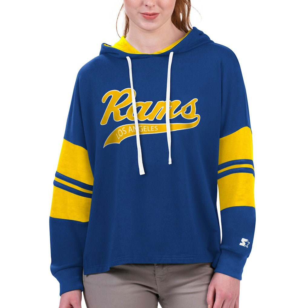 Starter Women's Bump And Run Long Sleeve Hoodie T-Shirt - Los Angeles Rams