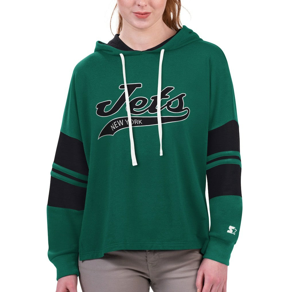 Starter Women's Bump And Run Long Sleeve Hoodie T-Shirt - New York Jets