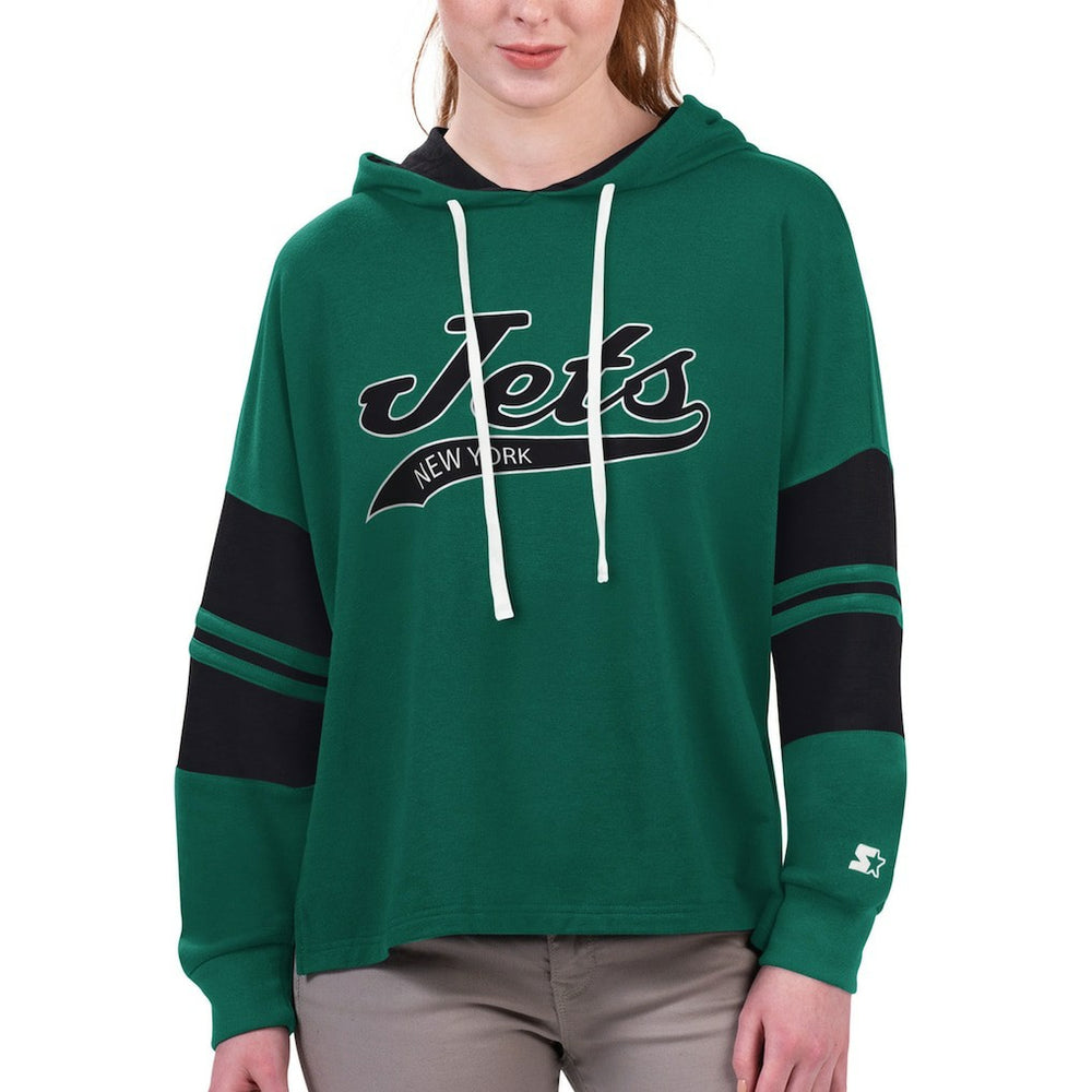 Starter Women's Bump And Run Long Sleeve Hoodie T-Shirt - New York Jets