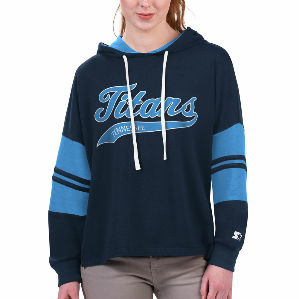 Starter Women's Bump And Run Long Sleeve Hoodie T-Shirt - Tennessee Titans
