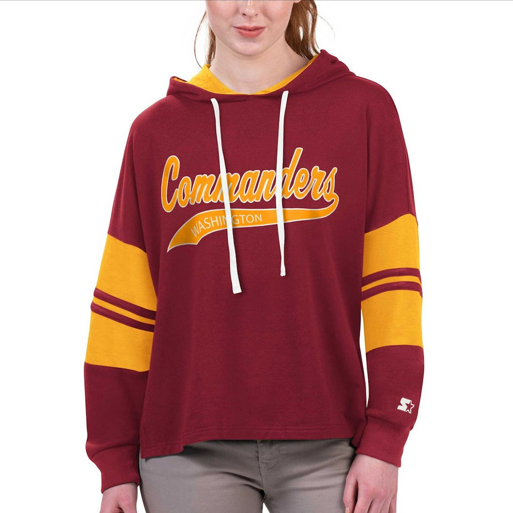 Starter Women's Bump And Run Long Sleeve Hoodie T-Shirt - Washington Commanders