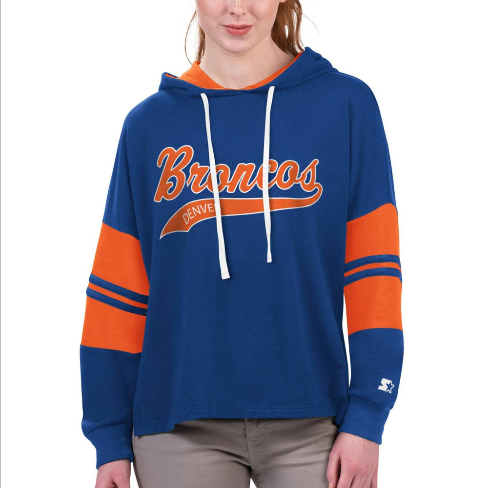Starter Women's Bump And Run Long Sleeve Hoodie T-Shirt - Denver Broncos