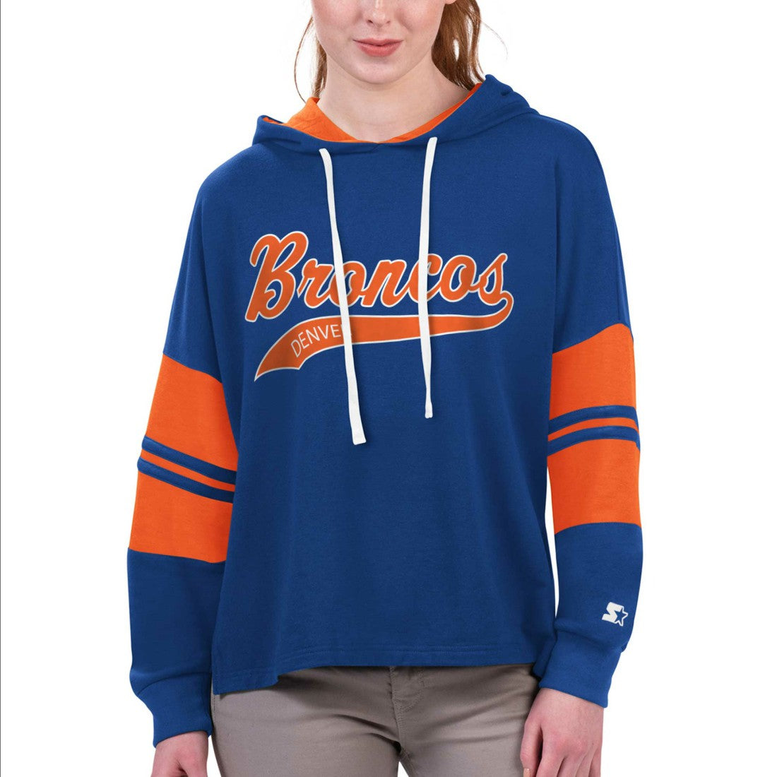 Starter Women's Bump And Run Long Sleeve Hoodie T-Shirt - Denver Broncos