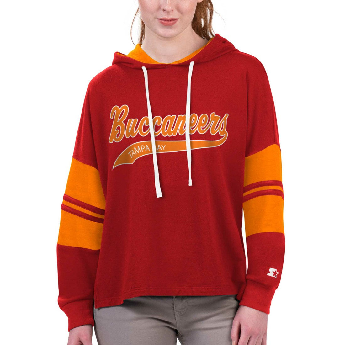 Starter Women's Bump And Run Long Sleeve Hoodie T-Shirt - Tampa Bay Buccaneers