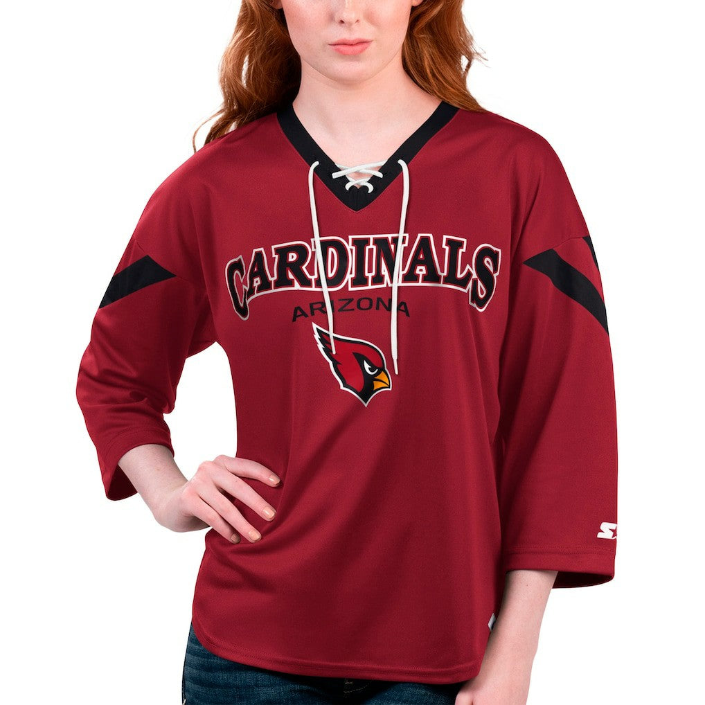 Starter Women's Rally Lace-Up 3/4 Sleeve T-Shirt - Arizona Cardinals