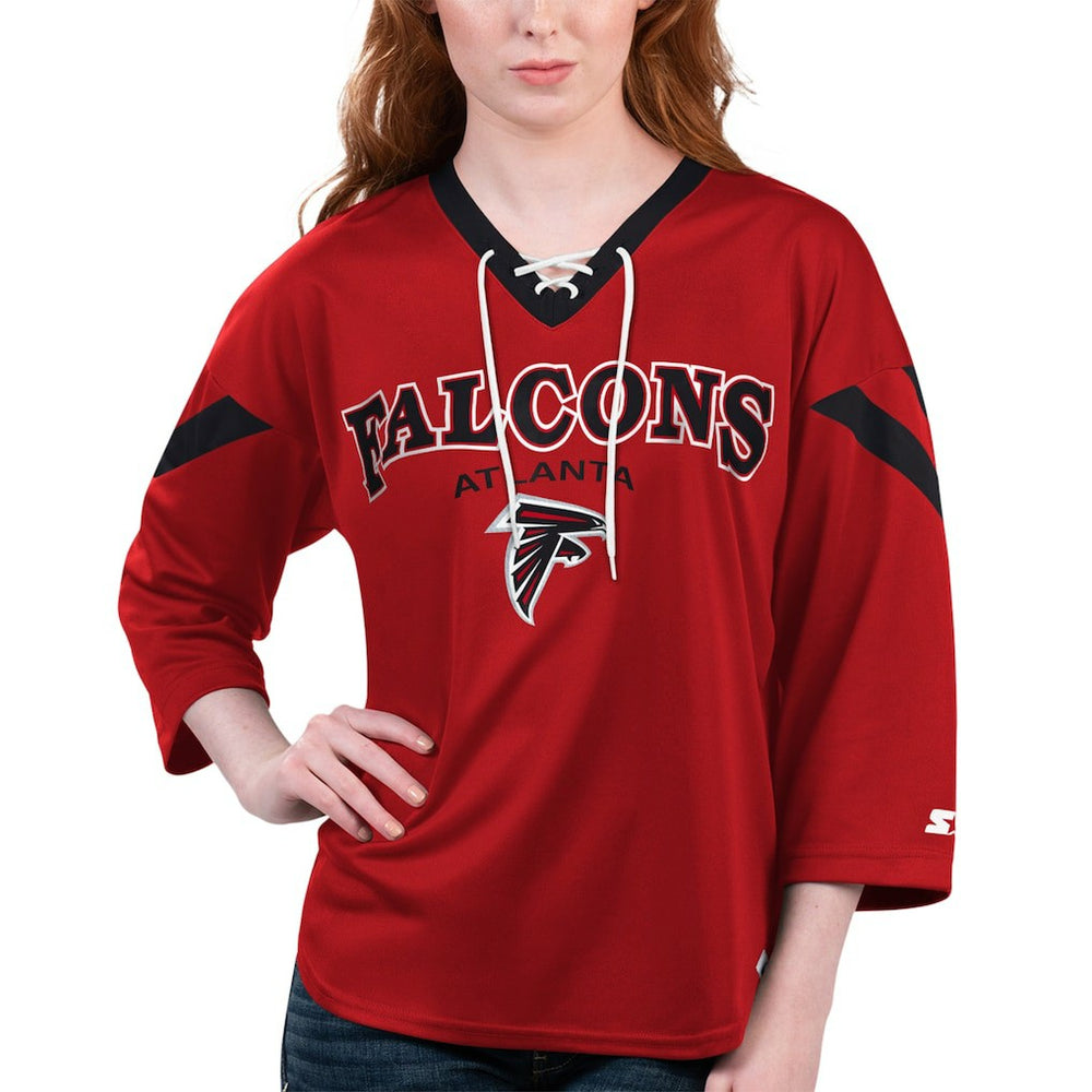 Starter Women's Rally Lace-Up 3/4 Sleeve T-Shirt - Atlanta Falcons