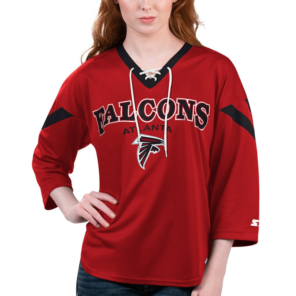 Starter Women's Rally Lace-Up 3/4 Sleeve T-Shirt - Atlanta Falcons