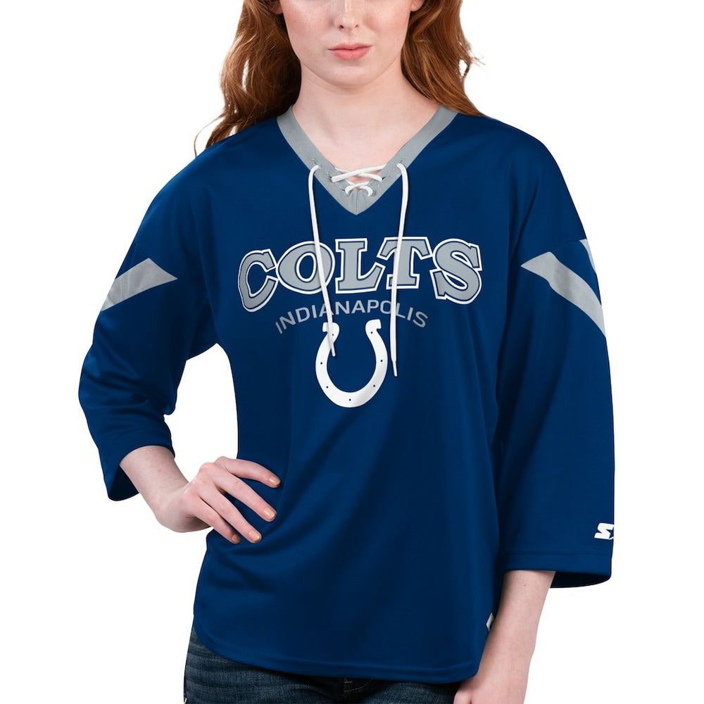 Starter Women's Rally Lace-Up 3/4 Sleeve T-Shirt - Indianapolis Colts