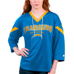 Starter Women's Rally Lace-Up 3/4 Sleeve T-Shirt - Los Angeles Chargers