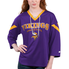 Starter Women's Rally Lace-Up 3/4 Sleeve T-Shirt - Minnesota Vikings