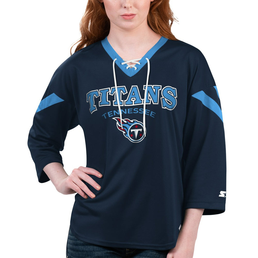 Starter Women's Rally Lace-Up 3/4 Sleeve T-Shirt - Tennessee Titans