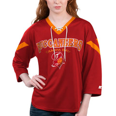 Starter Women's Rally Lace-Up 3/4 Sleeve T-Shirt - Tampa Bay Buccaneers