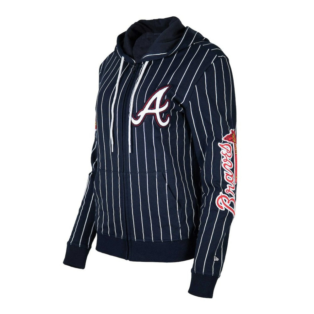 MLB Atlanta Braves New Era Women's Pinstripe Tri-Blend Full-Zip Hoodie Jacket