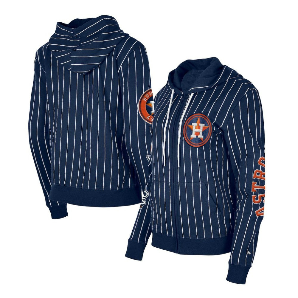 MLB Houston Astros New Era Women's Pinstripe Tri-Blend Full-Zip Hoodie Jacket