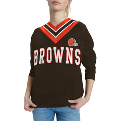 Tommy Hilfiger Women's Heidi Raglan V-Neck Sweater - Cleveland Browns