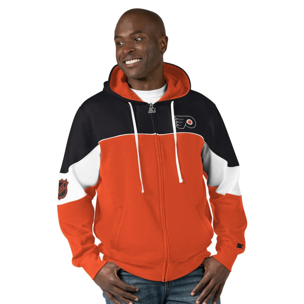 NHL Black/Orange Philadelphia Flyers Starter Power Forward Full-Zip Hoodie