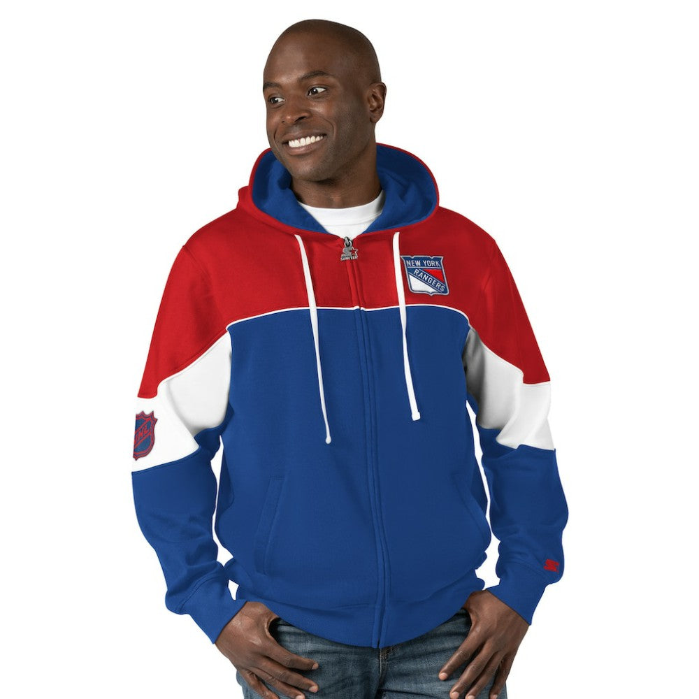 NHL Blue/Red New York Rangers Starter Power Forward Full-Zip Hoodie