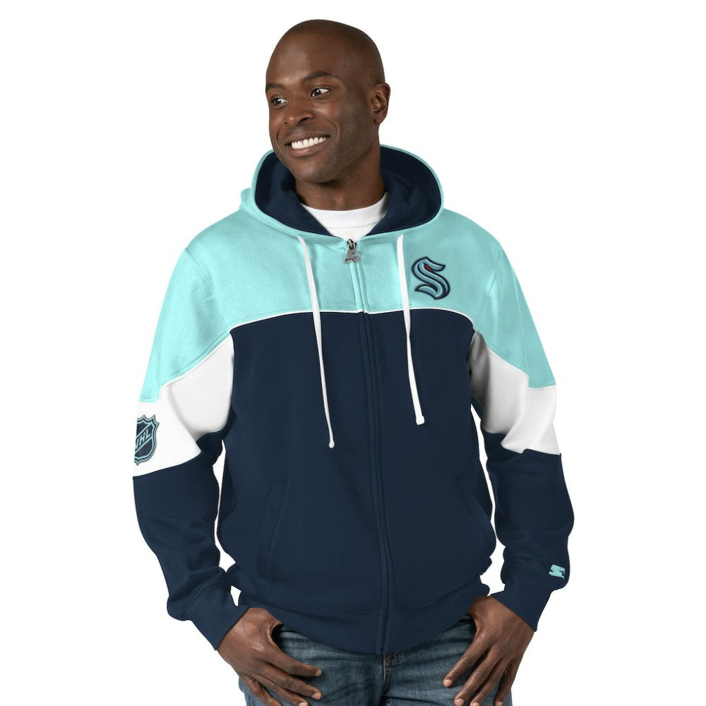 NHL Navy/Light Blue Seattle Kraken Starter Power Forward Full-Zip Hoodie