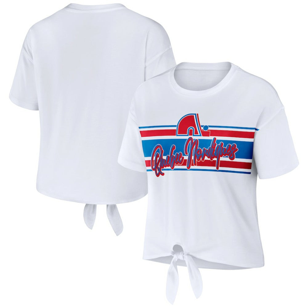 NHL White Colorado Avalanche WEAR by Erin Andrews Women's Front Knot T-Shirt
