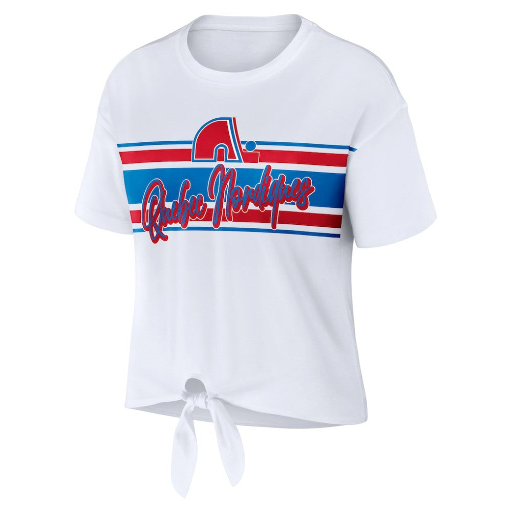 NHL White Colorado Avalanche WEAR by Erin Andrews Women's Front Knot T-Shirt