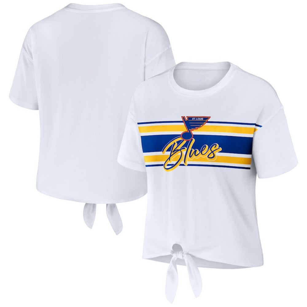 NHL White St. Louis Blues WEAR by Erin Andrews Women's Front Knot T-Shirt