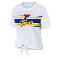 NHL White St. Louis Blues WEAR by Erin Andrews Women's Front Knot T-Shirt