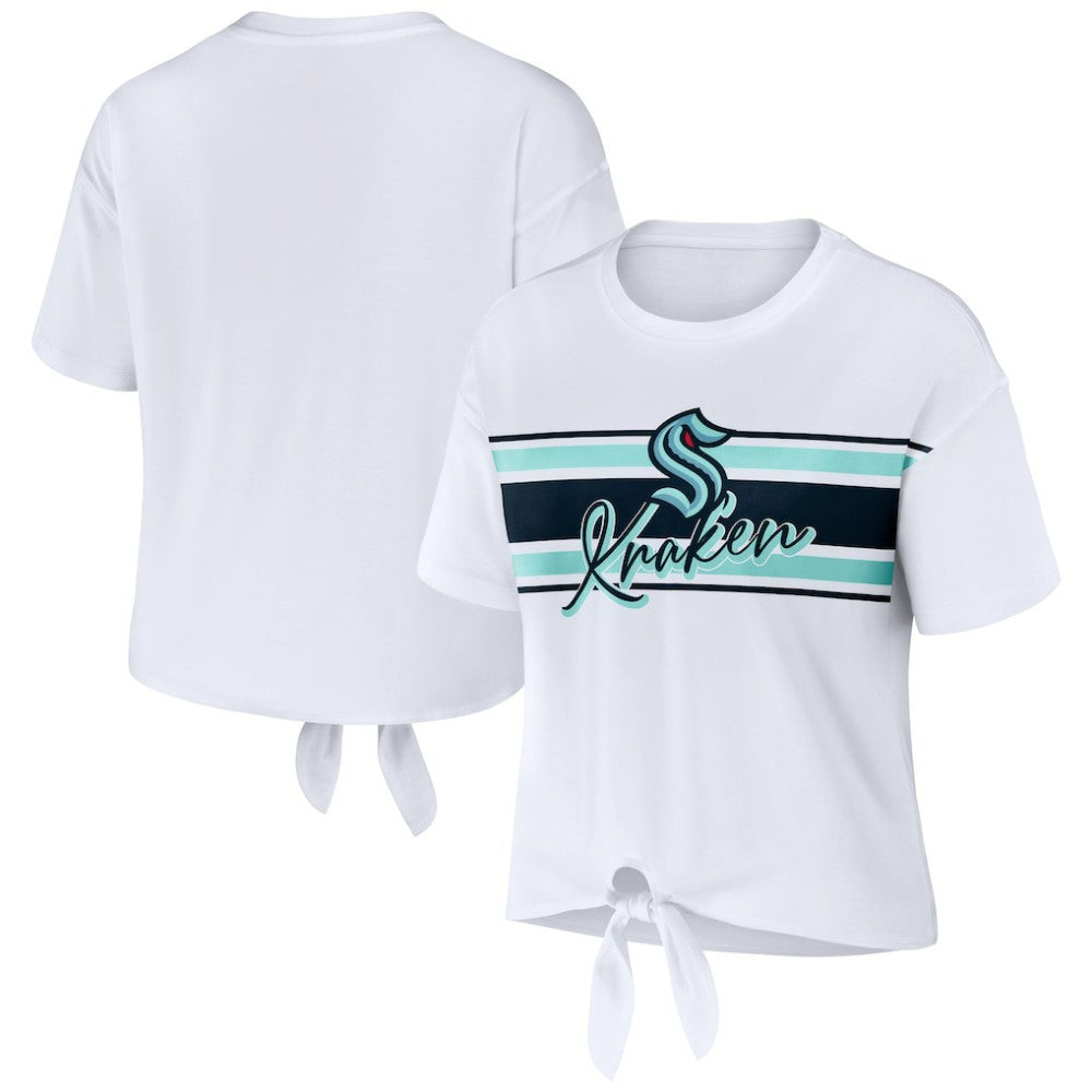 NHL White Seattle Kraken WEAR by Erin Andrews Women's Front Knot T-Shirt