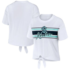 NHL White Seattle Kraken WEAR by Erin Andrews Women's Front Knot T-Shirt