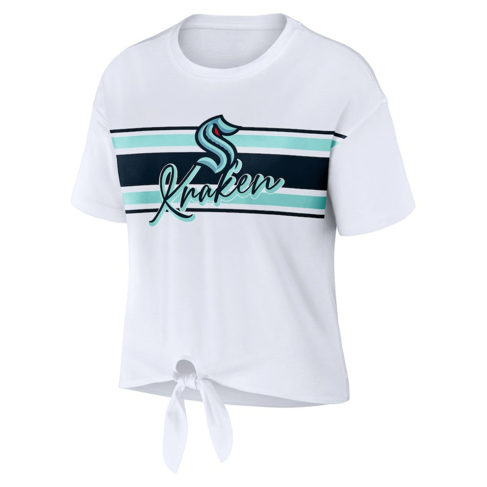 NHL White Seattle Kraken WEAR by Erin Andrews Women's Front Knot T-Shirt