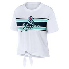 NHL White Seattle Kraken WEAR by Erin Andrews Women's Front Knot T-Shirt