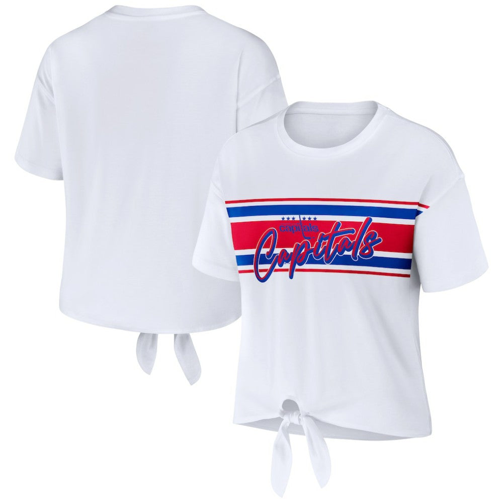 NHL White Washington Capitals WEAR by Erin Andrews Women's Front Knot T-Shirt