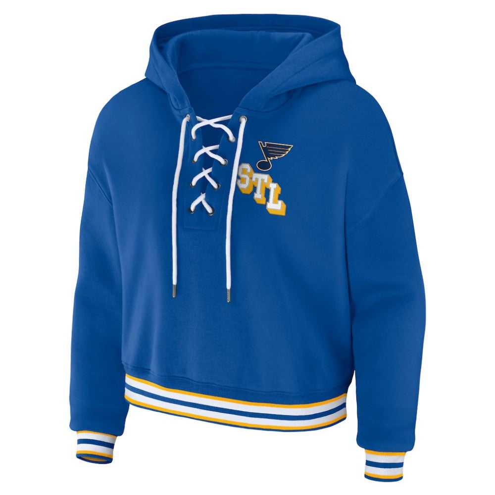 NHL Blue St. Louis Blues WEAR by Erin Andrews Women's Lace-Up Pullover Hoodie