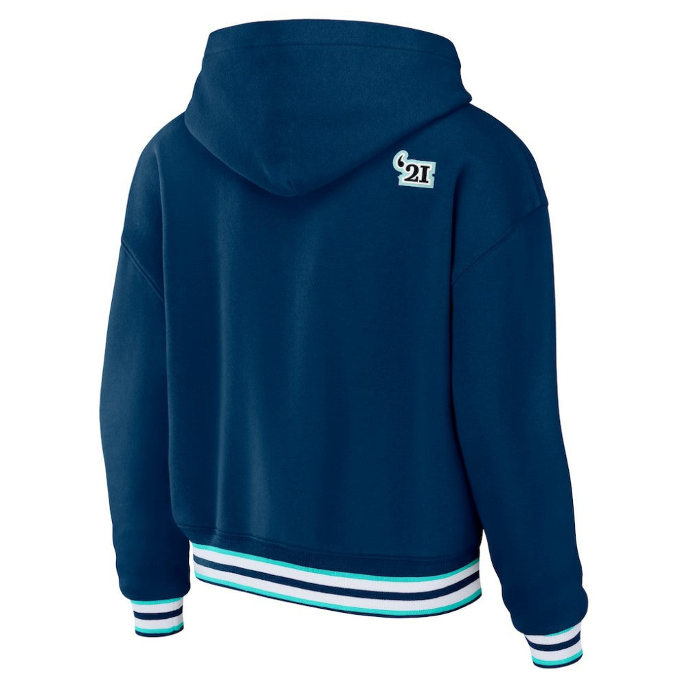 NHL Blue Seattle Kraken WEAR by Erin Andrews Women's Lace-Up Pullover Hoodie