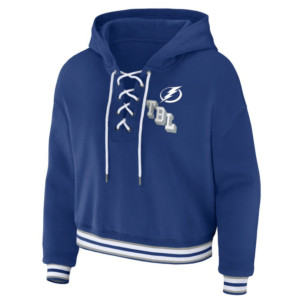 NHL Blue Tampa Bay Lightning WEAR by Erin Andrews Women's Lace-Up Pullover Hoodie