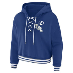 NHL Blue Tampa Bay Lightning WEAR by Erin Andrews Women's Lace-Up Pullover Hoodie