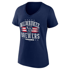 MLB Milwaukee Brewers Women's Americana Team V-Neck T-Shirt