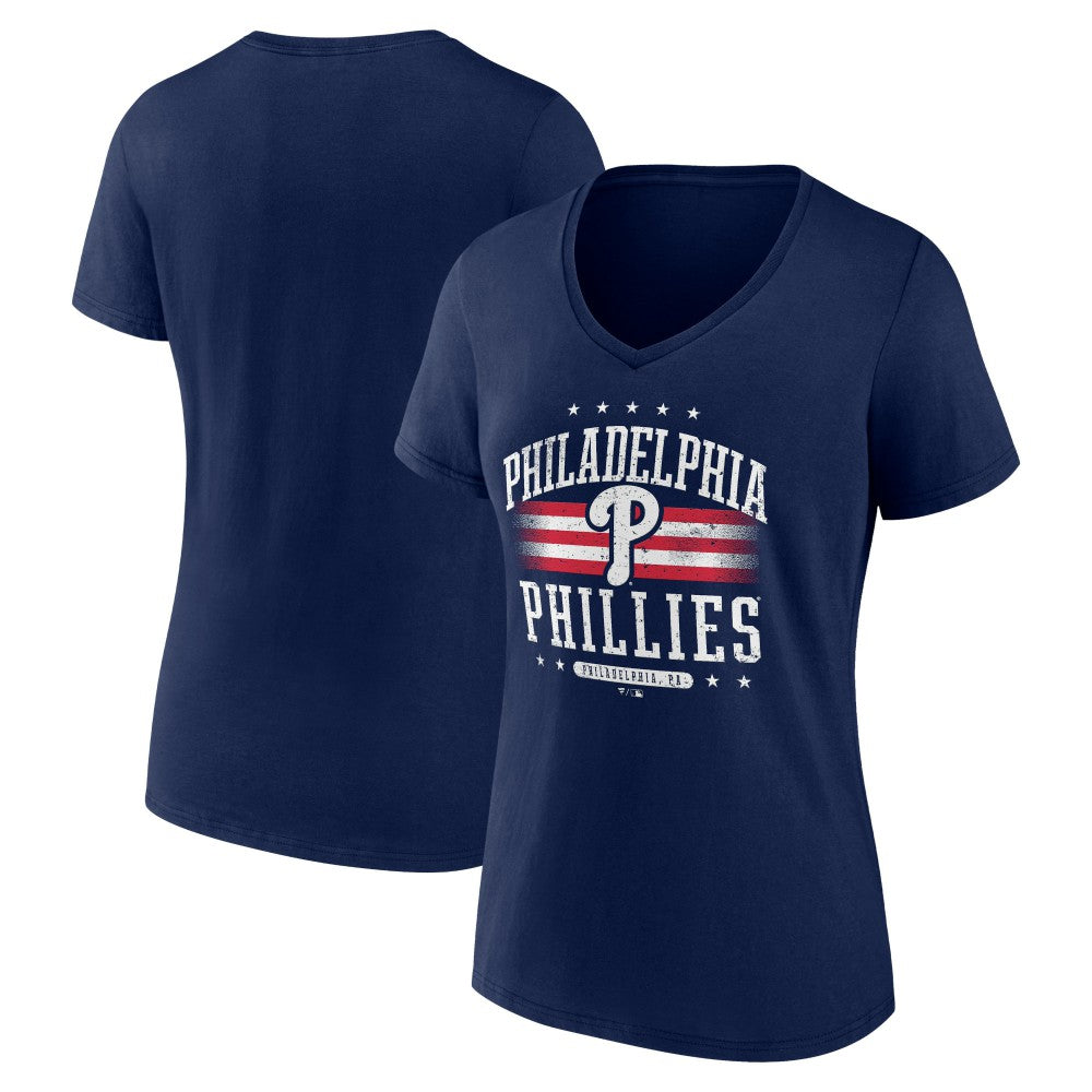 MLB Philadelphia Phillies Women's Americana Team V-Neck T-Shirt