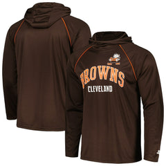 Starter Gridiron Classics Throwback Raglan Long Sleeve Hooded T-Shirt - Cleveland Browns