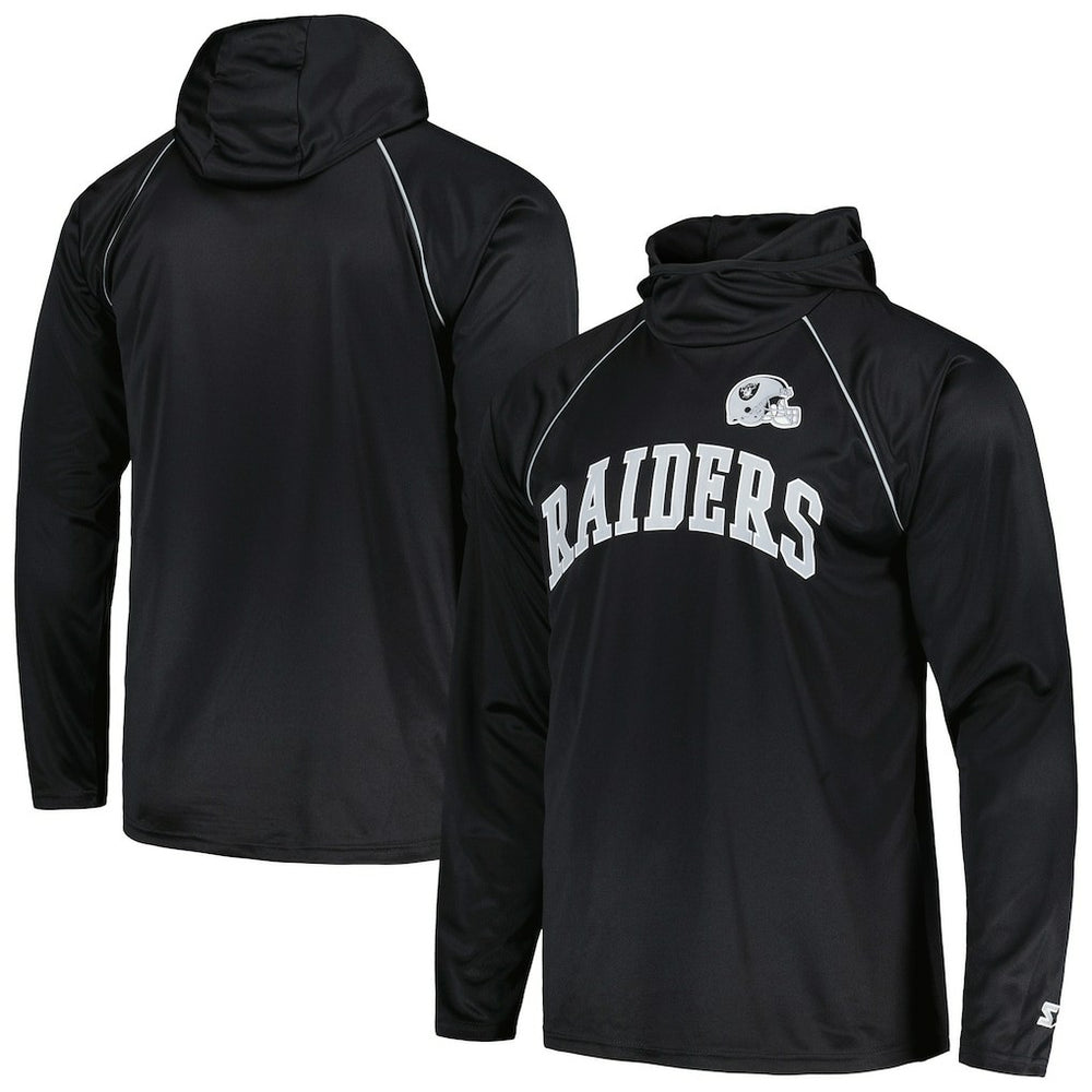 Starter Gridiron Classics Throwback Raglan Long Sleeve Hooded T-Shirt - Las Vegas Raiders