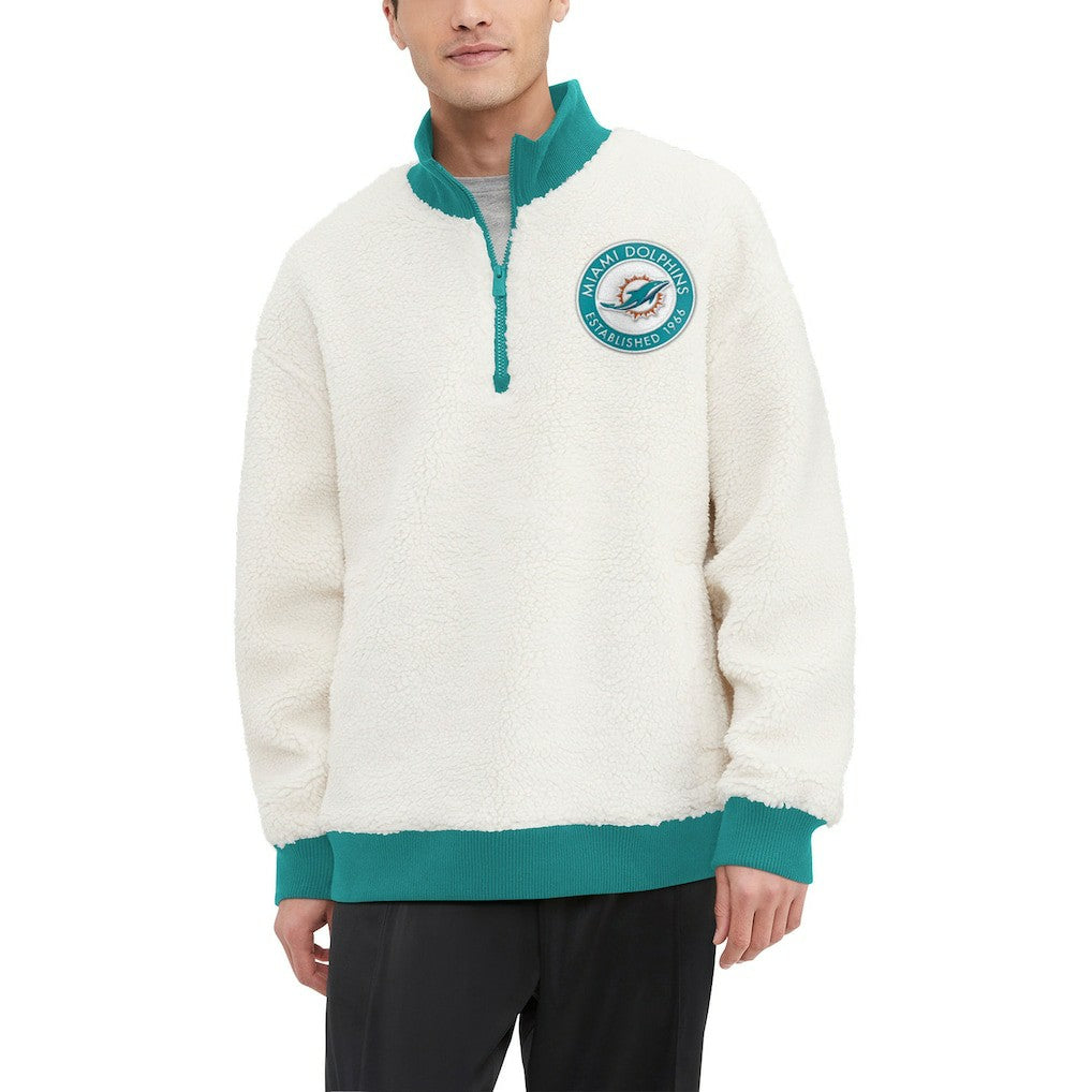 Tommy Hilfiger Jordan Sherpa Quarter-Zip Sweatshirt - Miami Dolphins