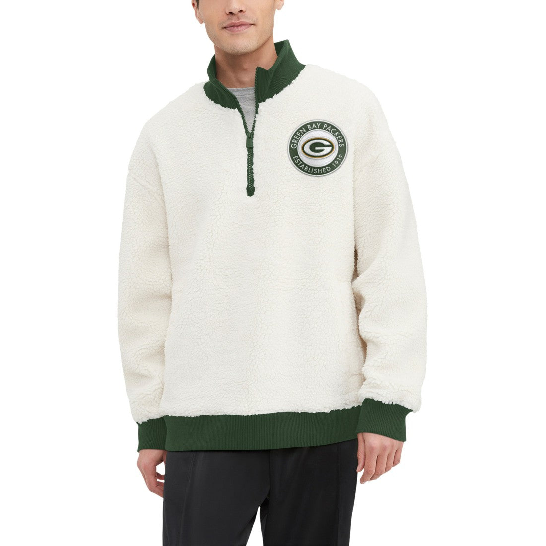 Tommy Hilfiger Jordan Sherpa Quarter-Zip Sweatshirt - Green Bay Packers