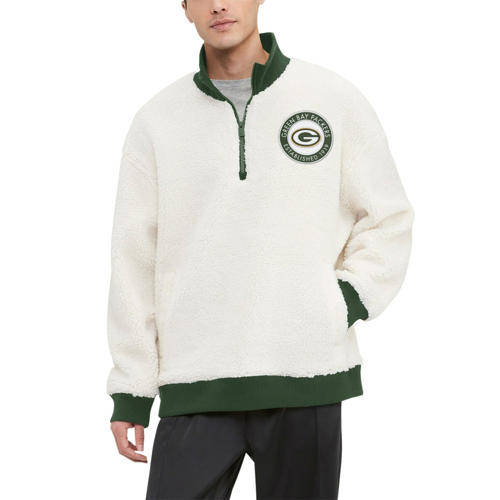 Tommy Hilfiger Jordan Sherpa Quarter-Zip Sweatshirt - Green Bay Packers